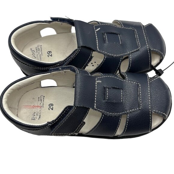Pediped Boys Navy Leather Sandals Size 29 With Arch Support Flexible Sole - Picture 5 of 9